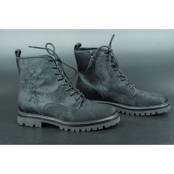 Vince Black Calf Hair Cabria Combat Ankle Boots Size 8 Women's New $495 - Picture 4 of 10